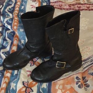 Jimmy Choo moto biker boot 40 black leather fur